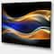 Designart - 3D Gold Blue Wave Design - Abstract Canvas art print